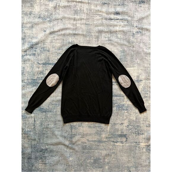 Market & Spruce Black Lightweight Sweater with Gray Elbow Patches Women's Medium - Picture 6 of 6